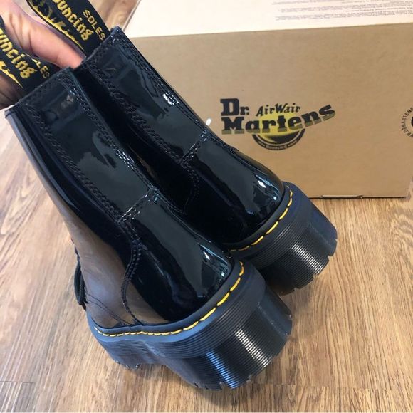 DR MARTENS JADON black glossy PLATFORM boots booties shoes women’s 9 new - Picture 4 of 6